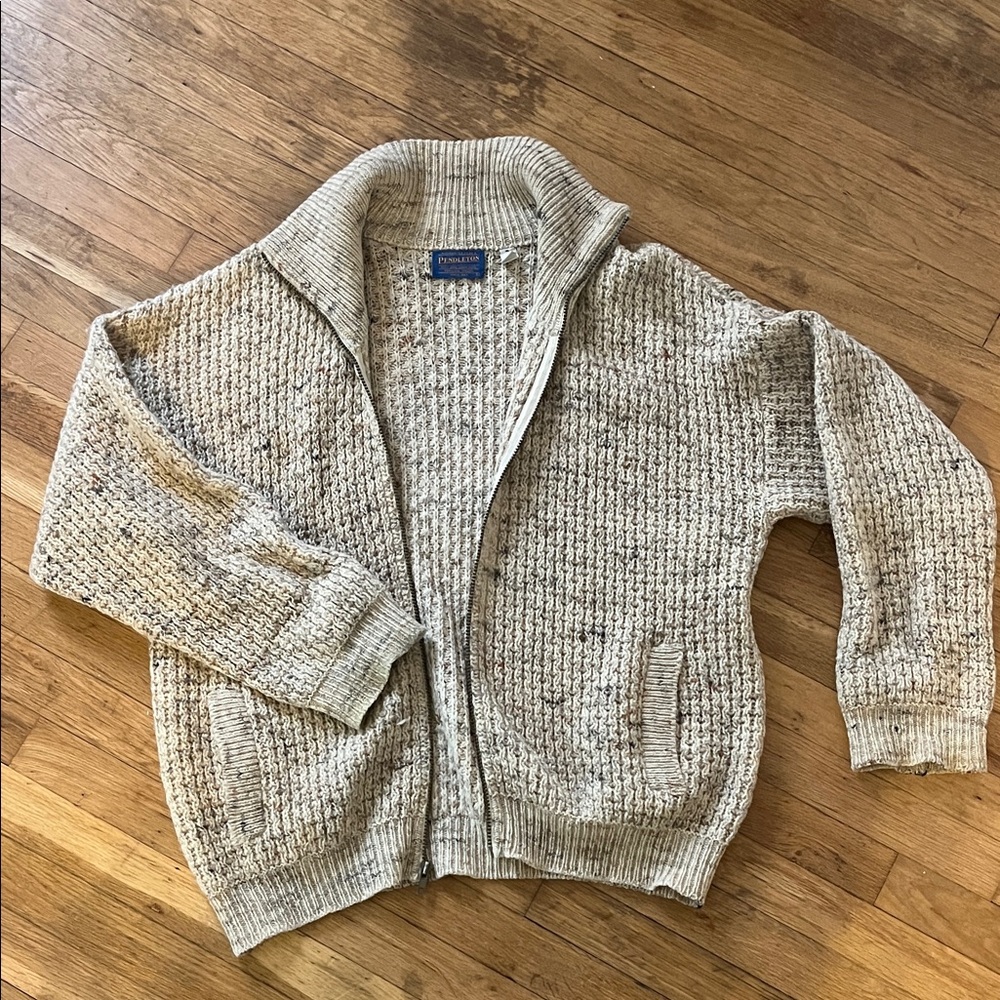 Pendleton Men's Cream Zip-Up Sweater